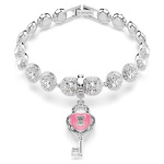 Idyllia charmMixed cuts, Heart with key, White, Rhodium plated